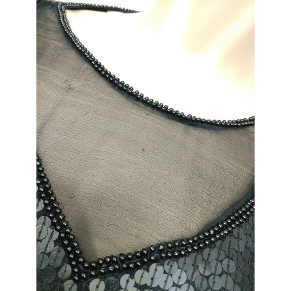 Vintage 80s Stenay Sequin Silk Top Blouse Size S M Black Gold Bronze Cocktail - Picture 11 of 12